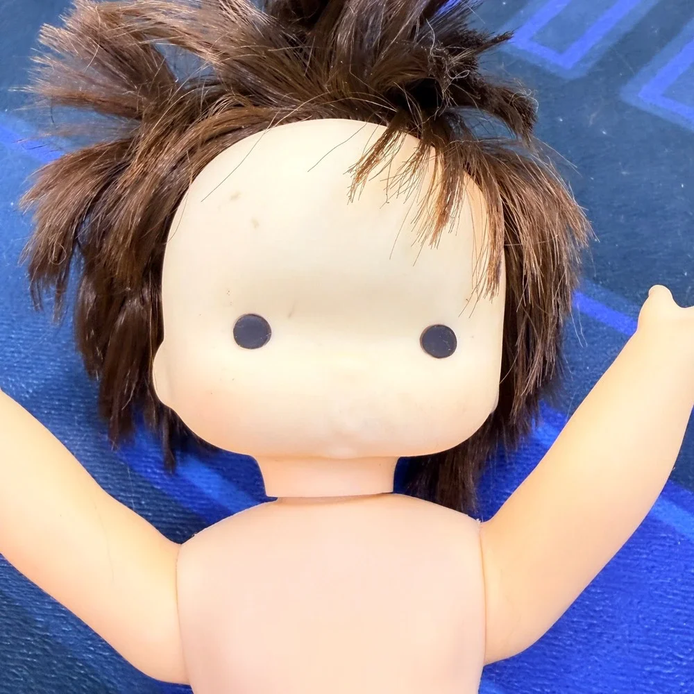 Vintage Sofubi Doll Sekiguchi Showa Retro Hong Kong Girl Brown Hair Vinyl Nude